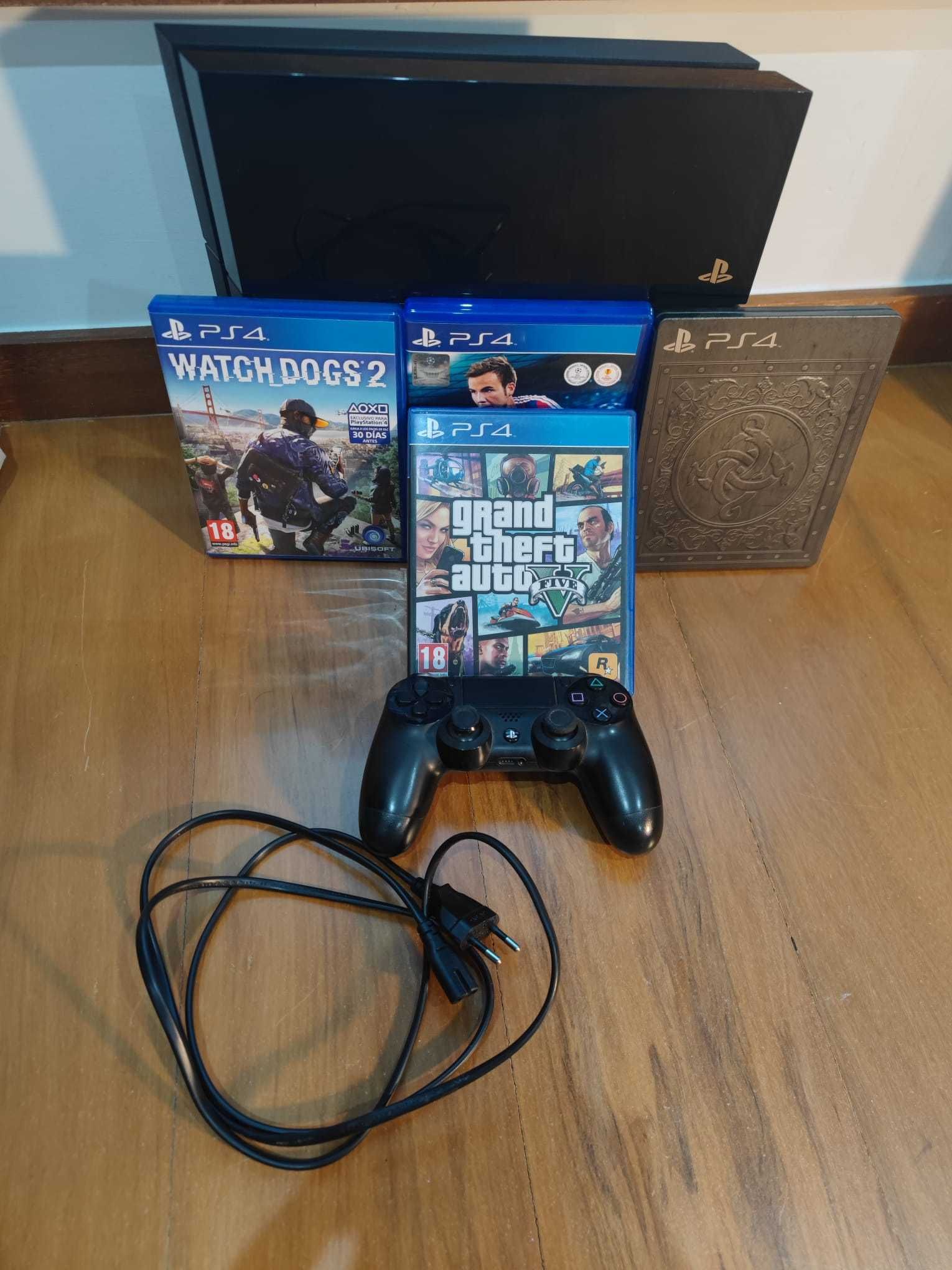 Playstation4 PS4 + Comando * 4 Jogos + Caixa e cabo