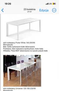 Biały stół Momastudio Porter White 140-200/90