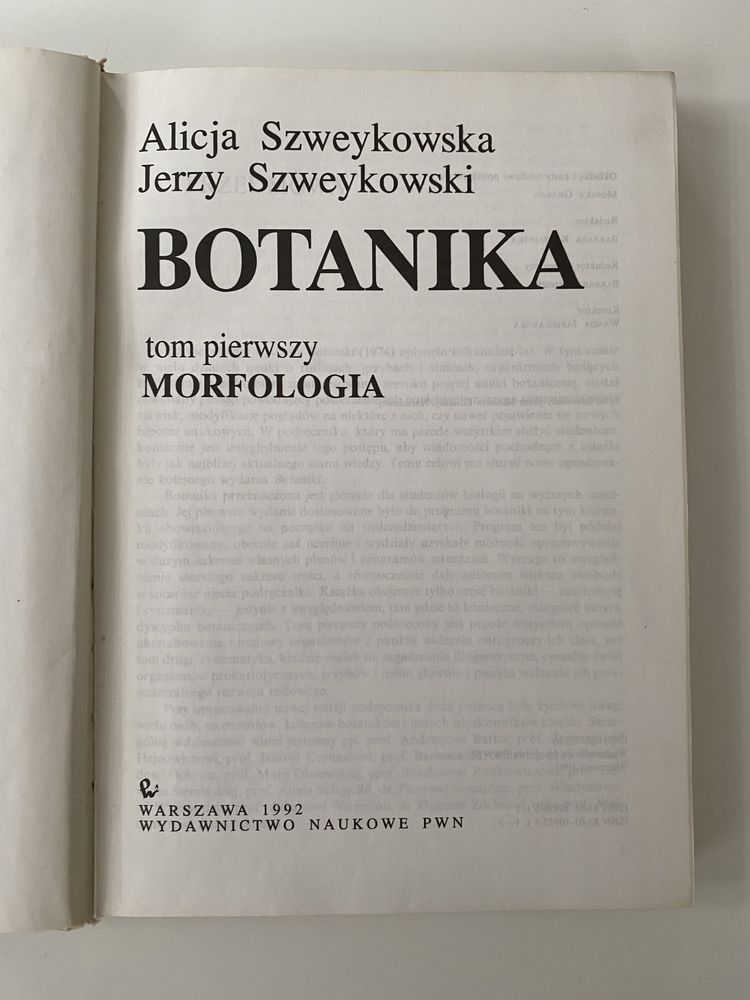 Botanika Szweykowscy Morfologia(tom1)+Systematyka(tom2)