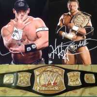 Pack WWE Cinto + fotos autografadas de 2 lutades (John Cena/Triple H)