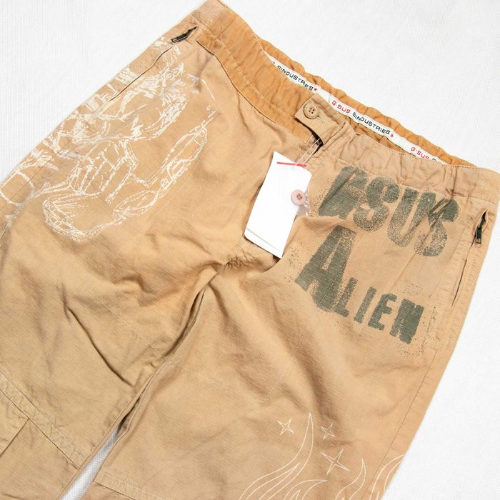 Spodnie cargo y2k GSUS Industries niski stan M z nadrukami nowe