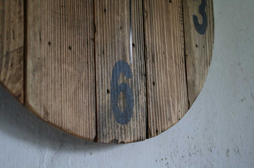 Zegar ścienny drewniany rustykalny boho loft rękodzieło