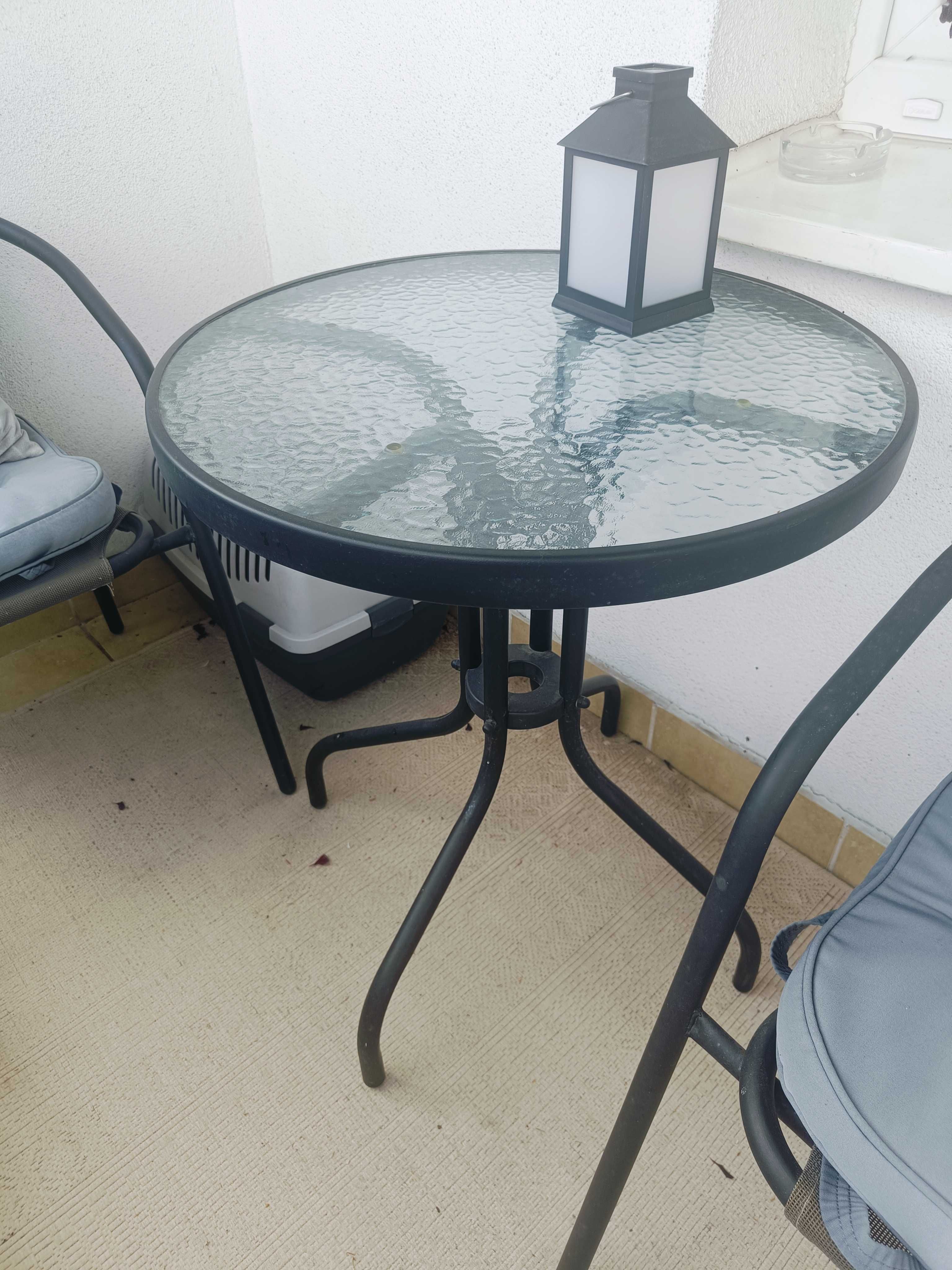 Stół szklany z krzesłami na balkon, do ogrodu