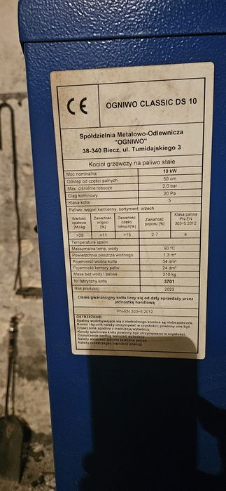 Kocioł, piec węglowy  OGNIWO CLASSIC DS 10 plus dodatki