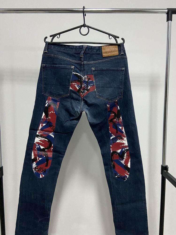 Evisu maniac джинсы большой лого принт чайка seagull штаны