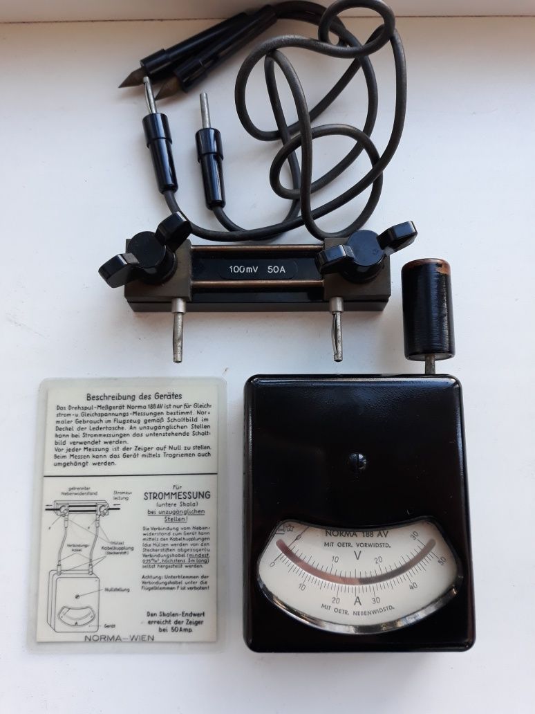 Вольтметр-Амперметр NORMA188AV раритетный Люфтваффе,Германия 1930...гв