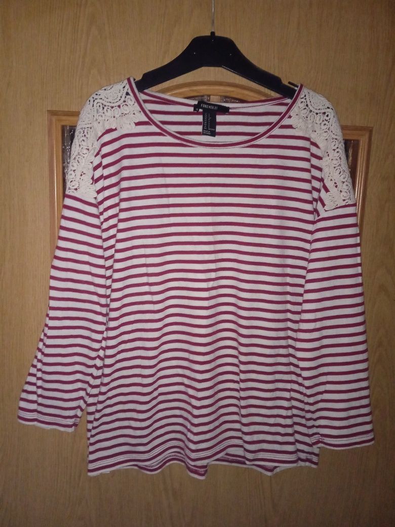 Bluzka Rękaw 3/4 Paski Forever21
