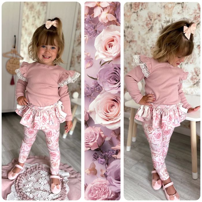 Nowość Nikol Kids Fashion! Bluzeczka w prążek brudny róż z koronką 104