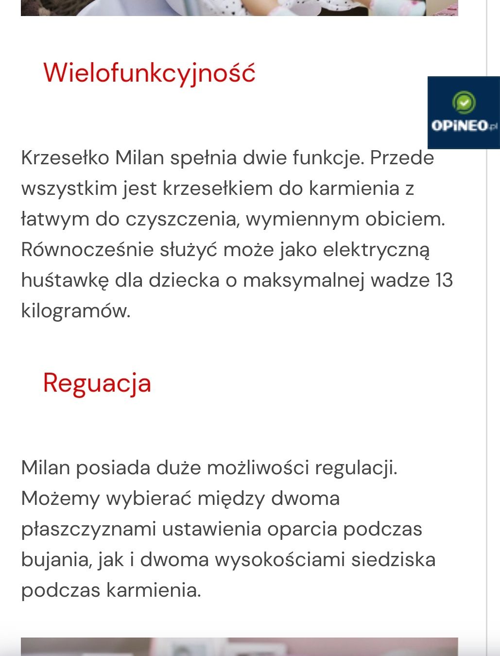 Krzesełko z funkcją huśtawki