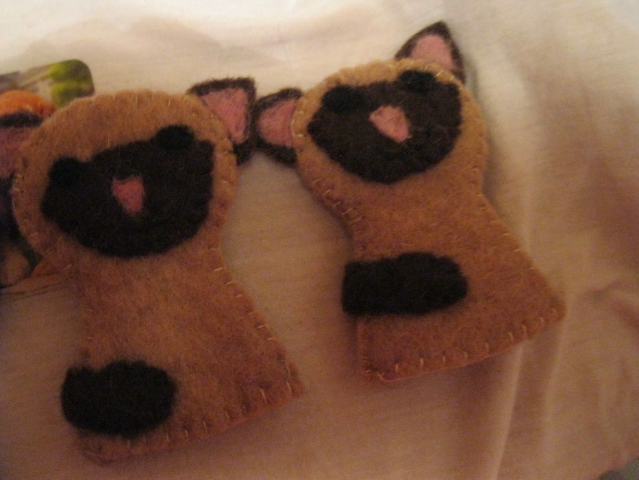 игрушка коты кошки кукольный театр валяние шерсть палец 5шт handmade