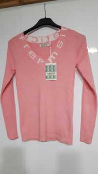 Nowy różowy sweterek bluzka w serek r.s/m
