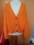 Sweter kardigan guziki vintage s Oliver M 38 oversize neon żywe kol