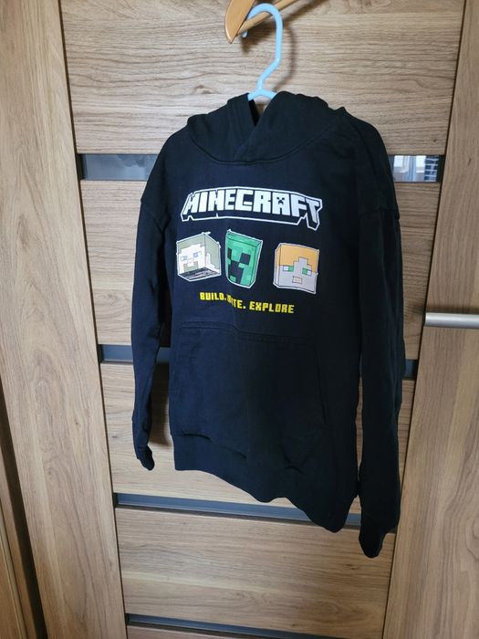 Bluza kangurka z kapturem nadruk minecraft rozmiar 134