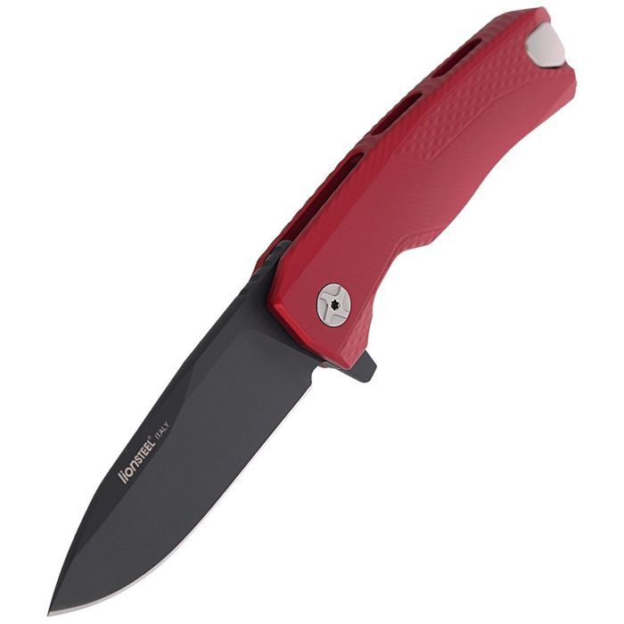 Nóż składany LionSteel ROK Red Aluminium, Black M390 by Molletta (ROK