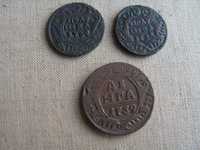 Rosja carska, 3 monety, połuszki i dienga