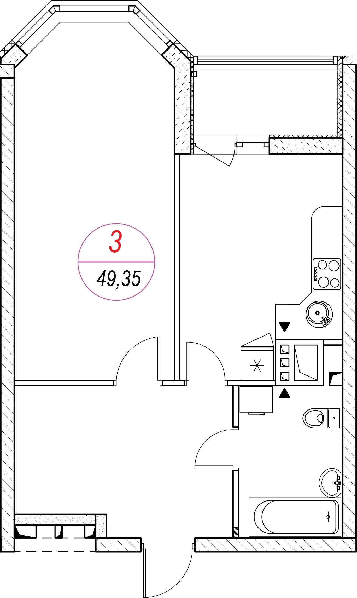 * ЦЕНТР. 1 ком. квартира 50м2. Рассрочка на 24 месяца без удорожания!
