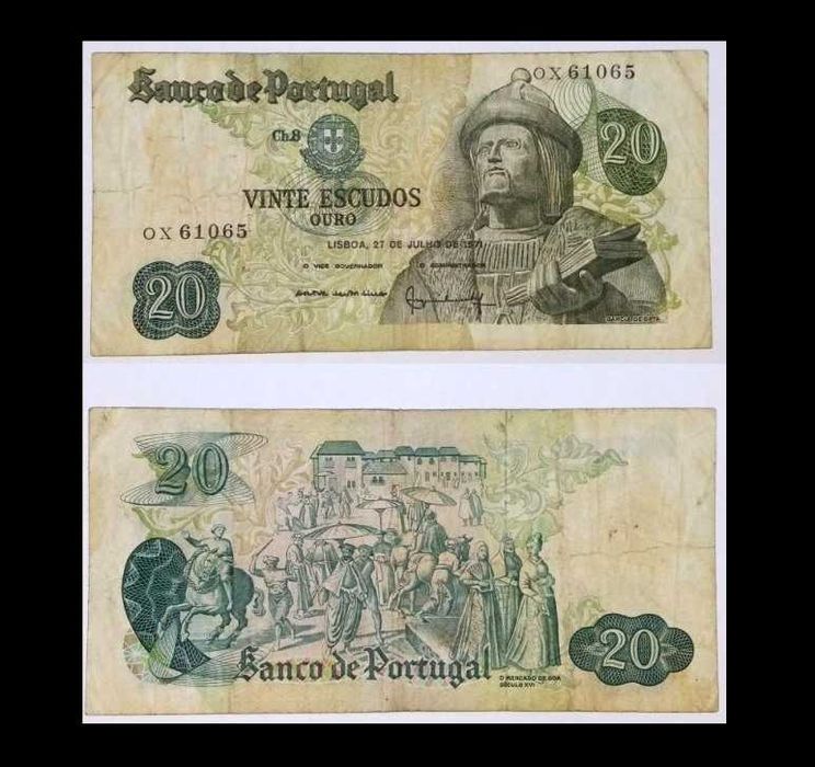 Notas Portuguesas - 20$ escudos (Garcia de Orta)
