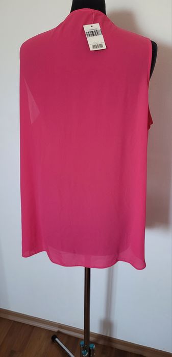 Nowa przepiękna fuksjowa bluzka tunika damska szyfonowa bez rękawów 44