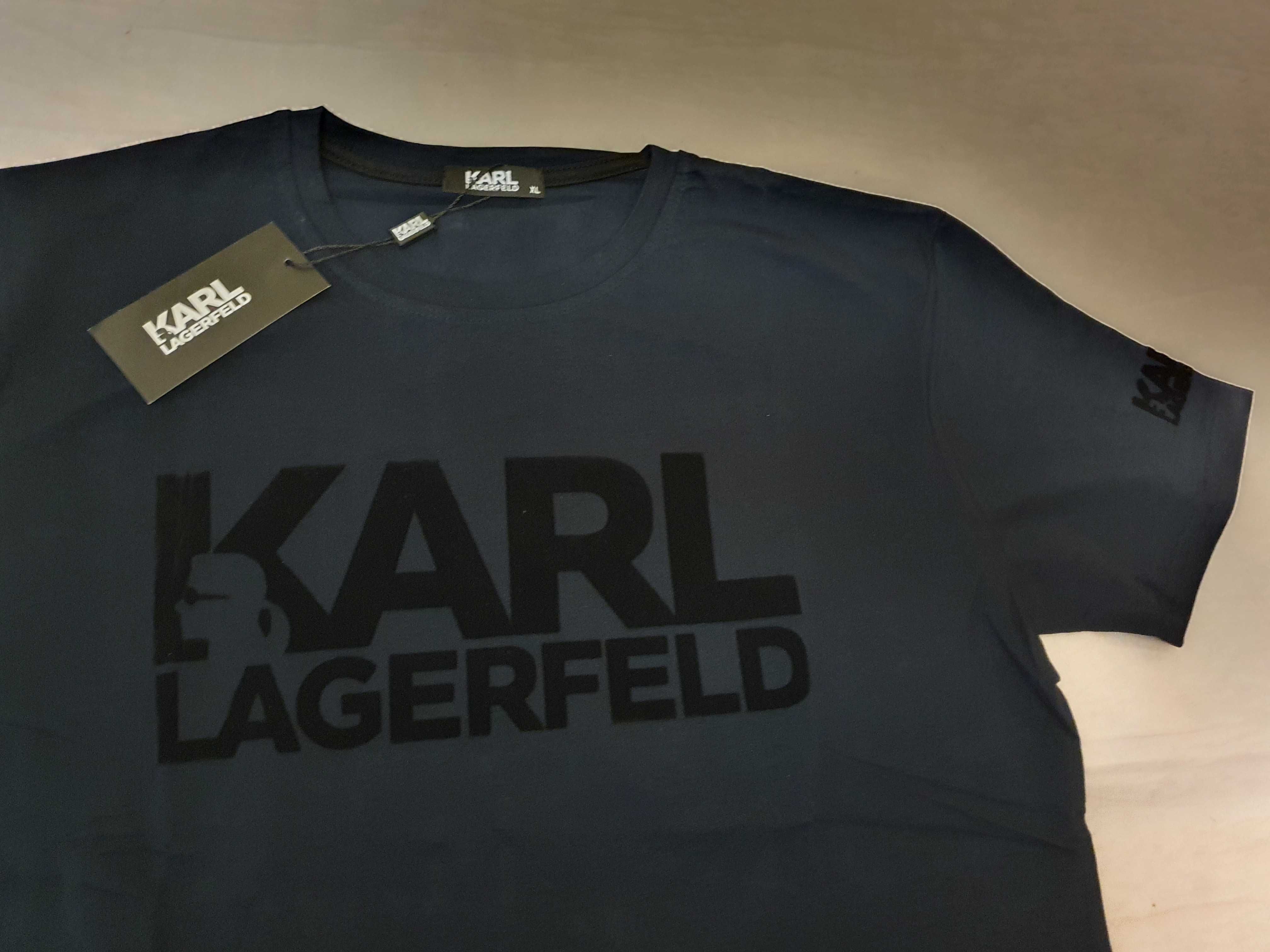 NOWA koszulka Karl Lagerfeld XL tshirt Karl welurowe logo hit