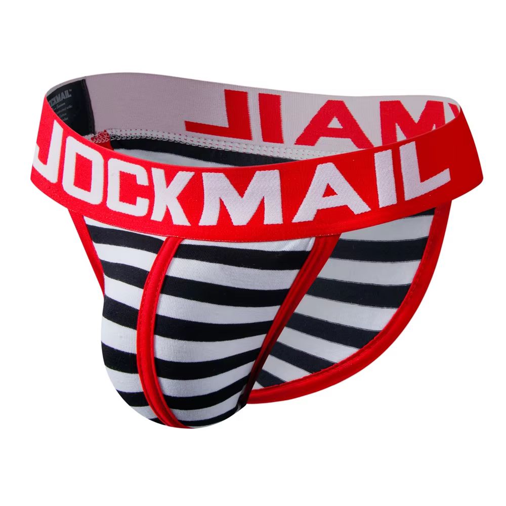 Męskie Seksowne Slipy Tanga w Paski JOCKMAIL Bawełna - XXL