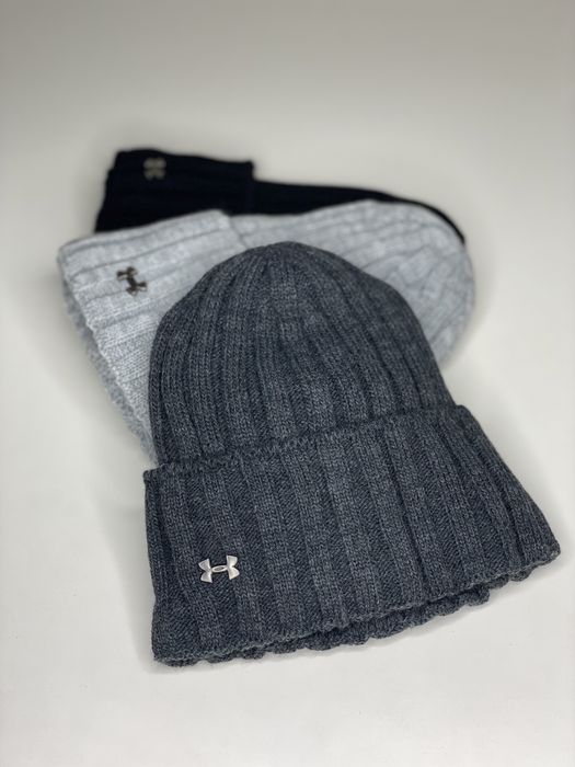 Чоловіча зимова шапка Under Armour на ФЛІСІ чорна сіра 52-62 Мужская