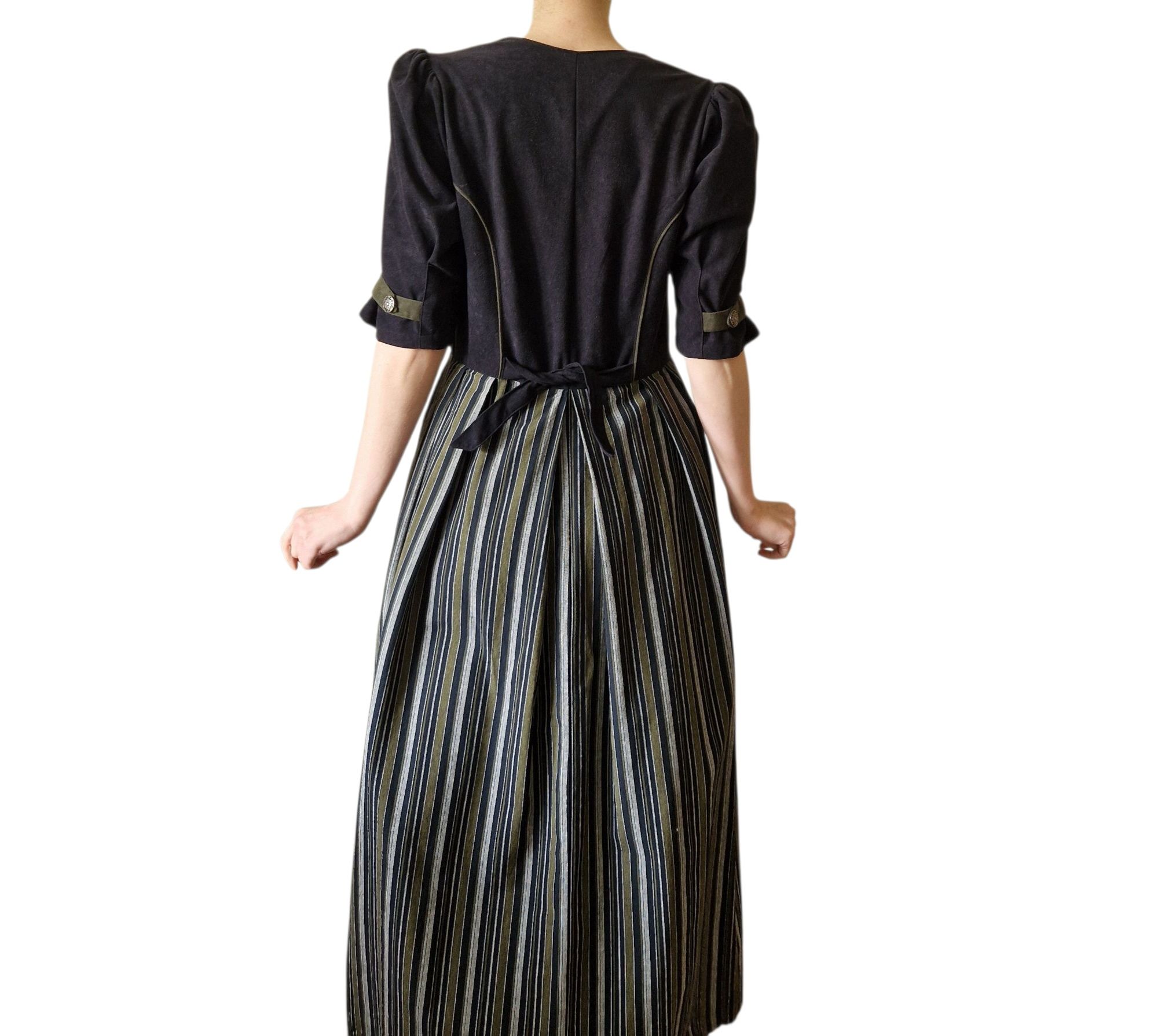 Vintage midi cottagecore gorsetowa sukienka