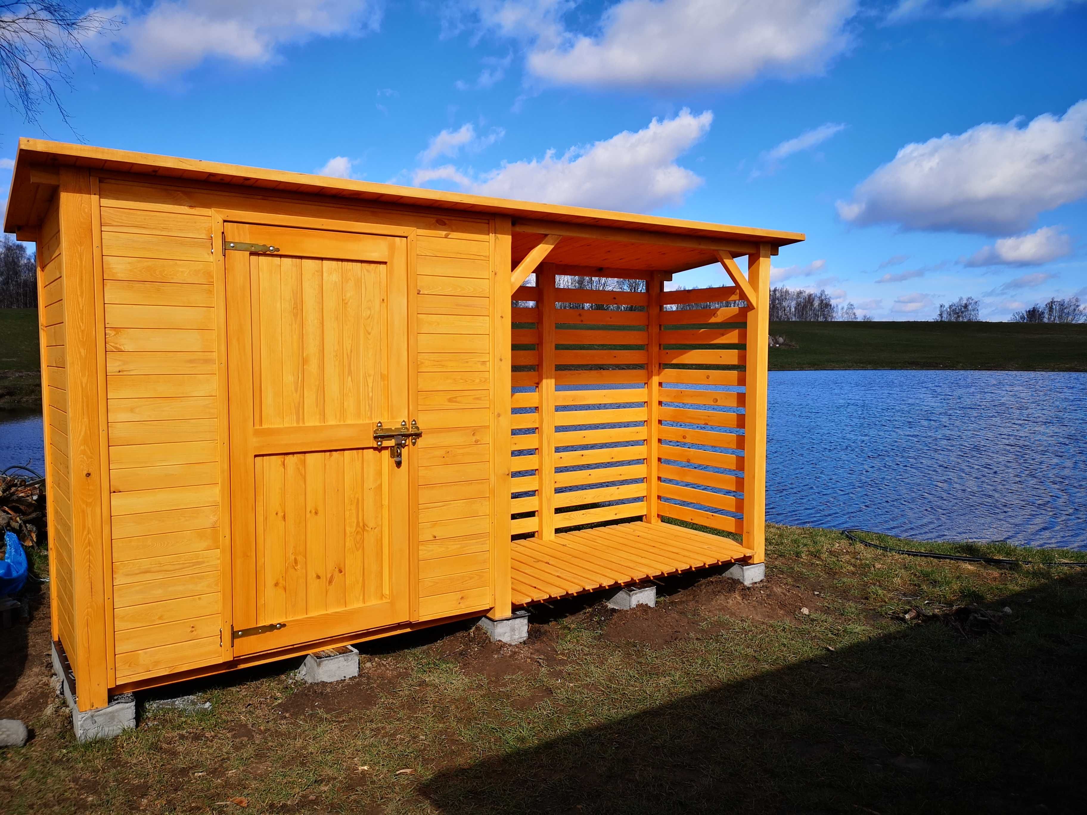 Drewutnia 2 x 1,1m + domek narzędziowy 2 x 1,1m z dachem prostym