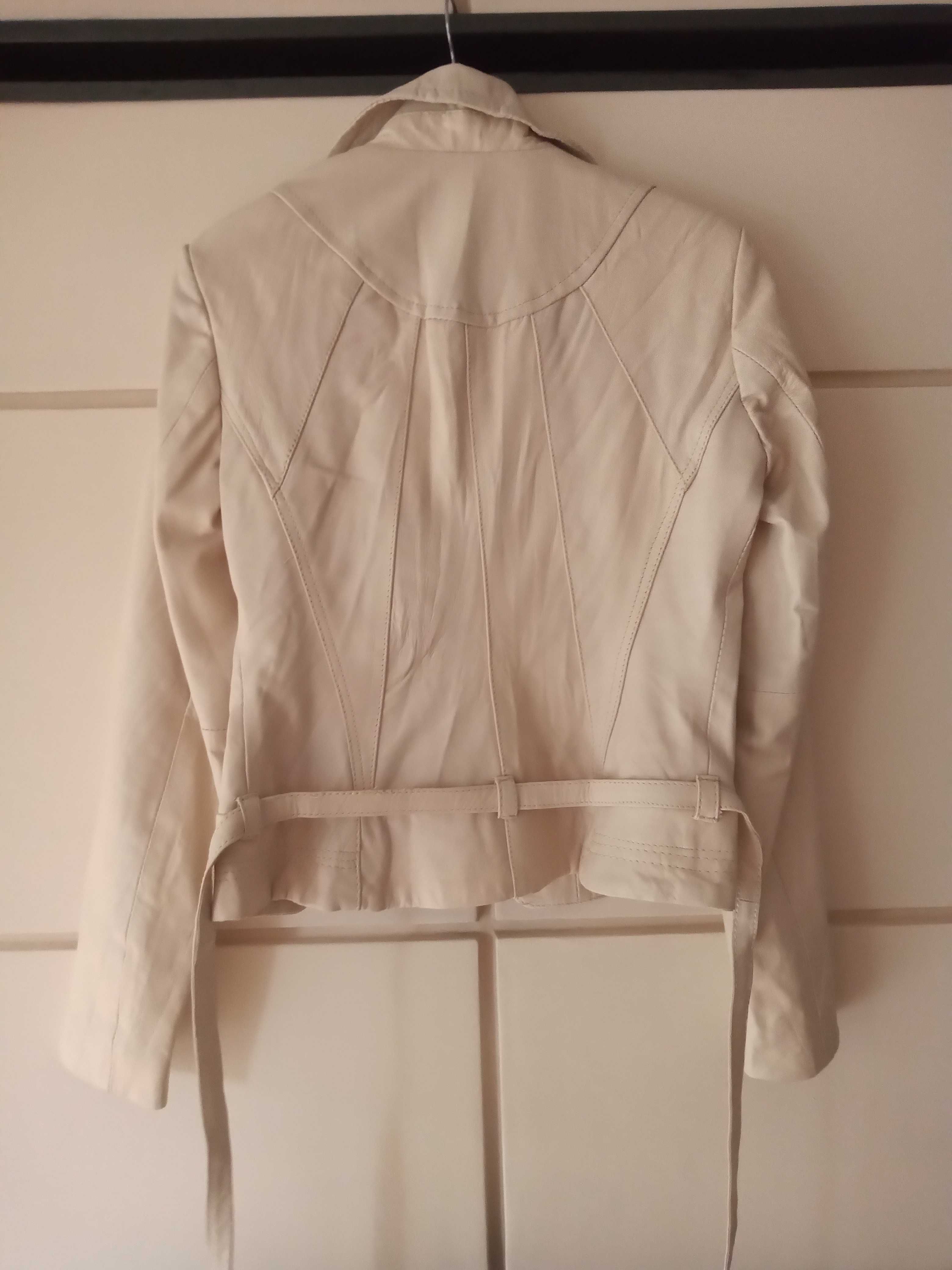 Kurtka  kremowa ramoneska ze skóry naturalnej  Vero Moda s, m
