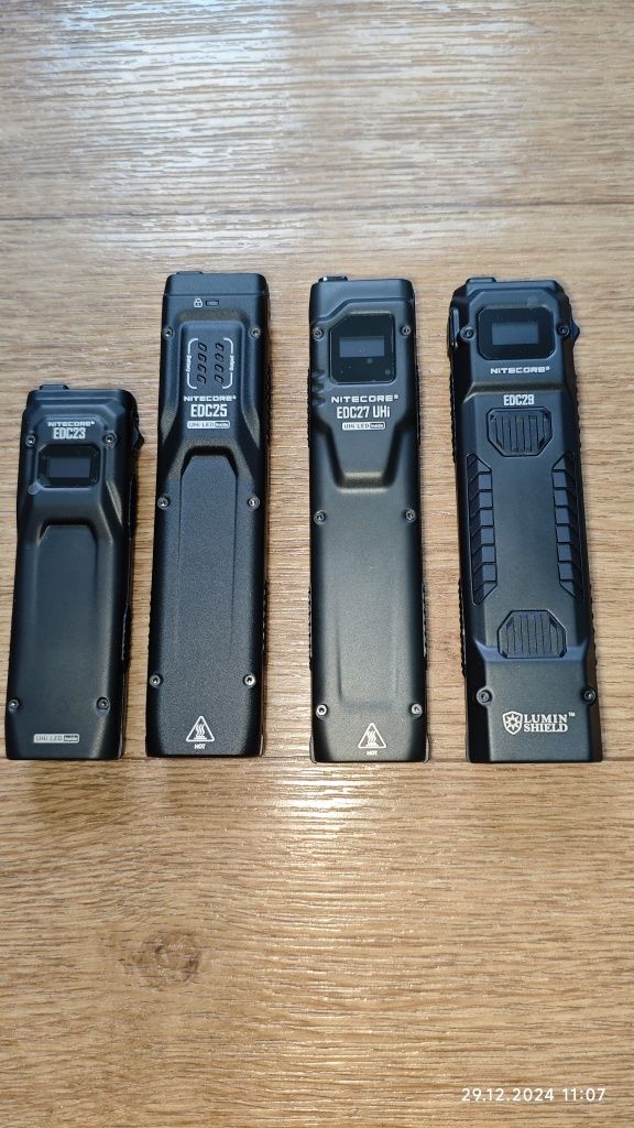 Nitecore edc23, edc25, edc27uhi, edc29.