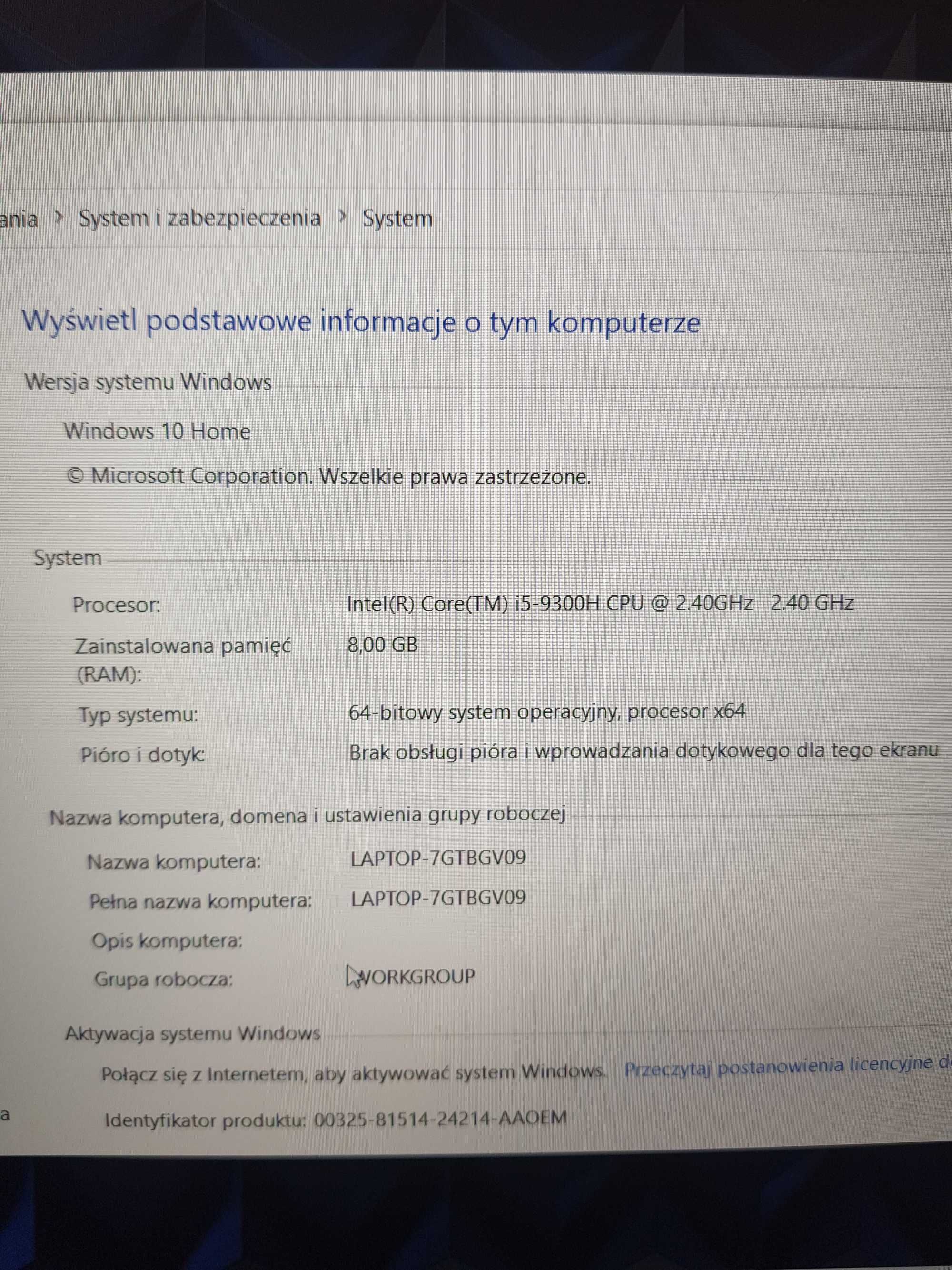 3564/23 Laptop Gamingowy Lenovo Legion Y7000 SSD 512GB/8GB