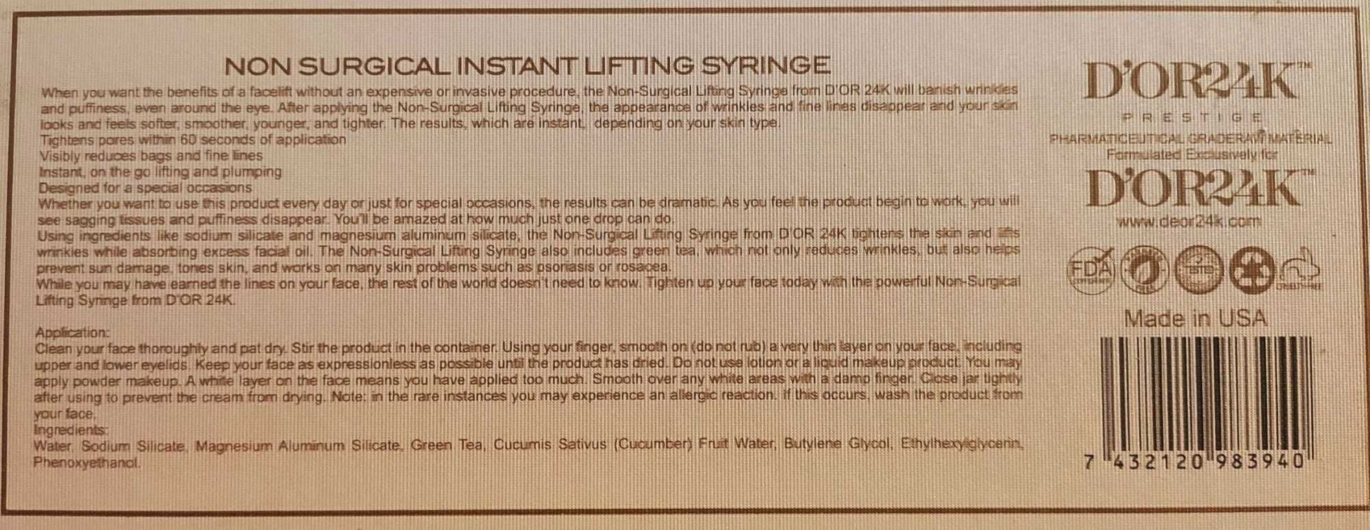 D'or24k Prestige Instant Syringe - krem liftingujący pod oczy