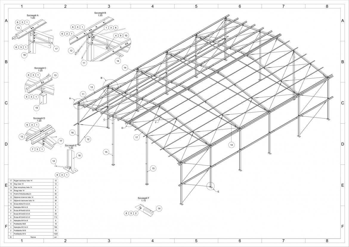 12x20 Konstrukcja stalowa hali wiaty magazynu obory budynek