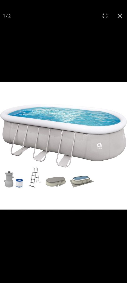 Piscina insuflável oval 7 metros com bomba e escada