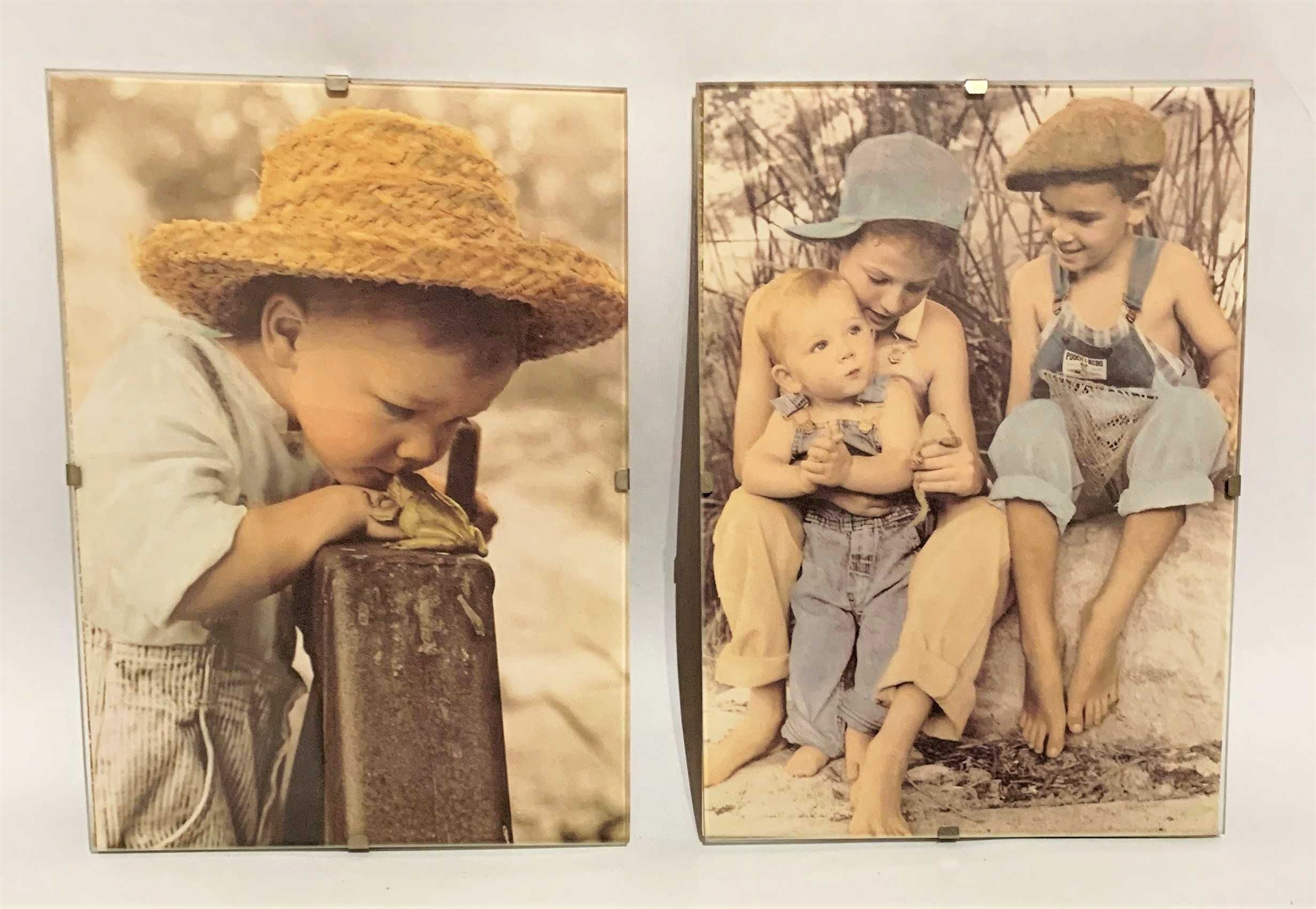 4 obrazki zdjęcia dzieci antyramy retro vintage