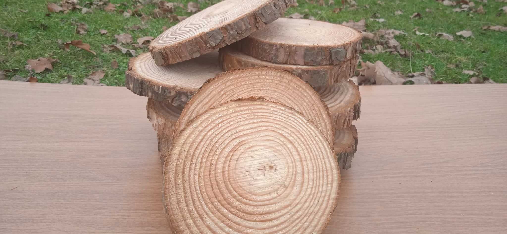 Drewniane plastry, zestaw 20 sztuk , średnica 20-25cm ,na stroiki