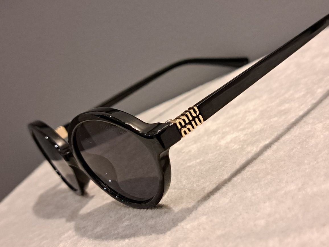 MIU MIU czarne nowe okulary przeciwsłoneczne jajeczka okragle