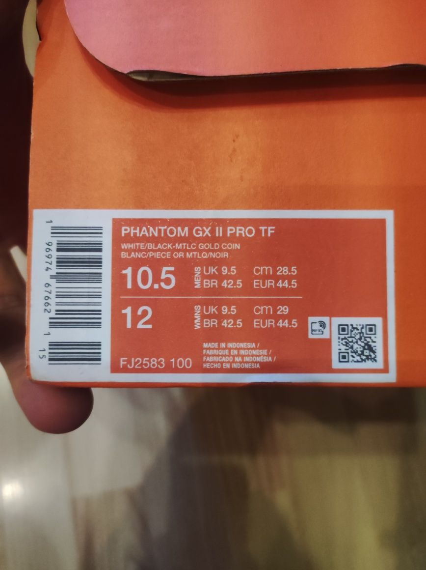 Сороконожки Nike phantom gx II pro tf довжина 28.5см