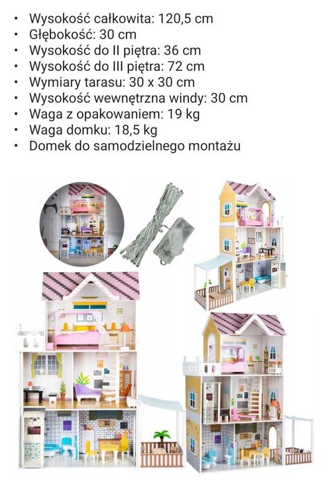 Duży drewniany domek dla lalek