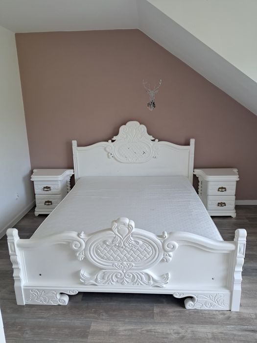 Łóżko 160x200 z nakastlikami styl barokowy rococo
