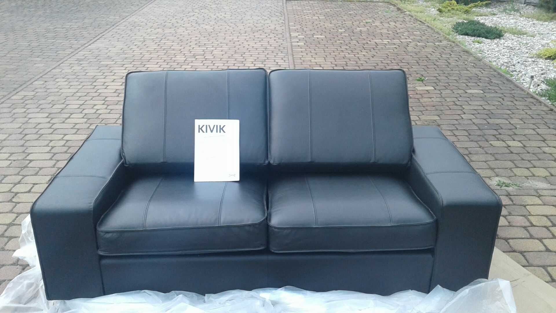 Sofa IKEA KIVIK, nowa ,czarna, skóra. 2 szt - 1 sprzedana