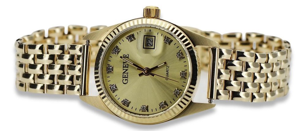 Złoty zegarek damski bransoletą 14k Geneve lw020ydyz&lbw004y Katowice