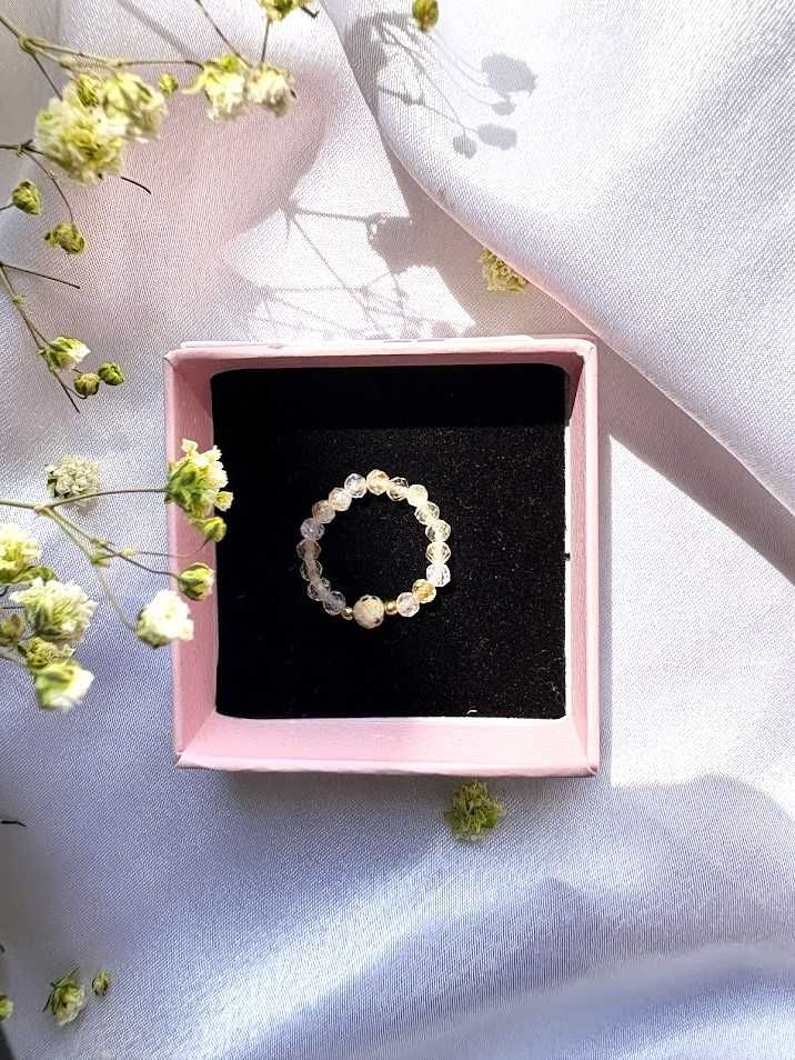 Pierścionek handmade z cytrynem i jaspisem dalmatyńskim