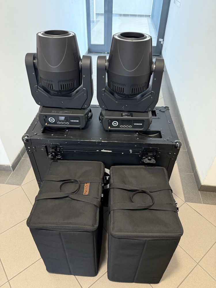 Venom spot 150 w rings 4 szt 1 case 2 torbg dmx bezprzew  stan igła