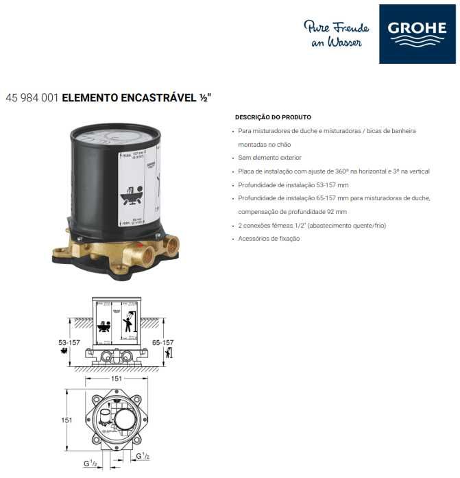 GROHE ELEMENTO encastrável ½"