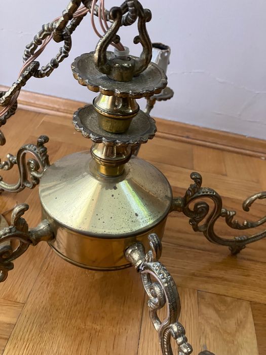 PRL żyrandol mosiężny lampa sufitowa