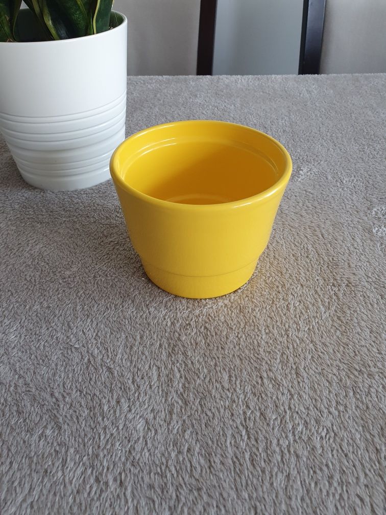Doniczka Ceramiczna Żółta 9.5 x 12cm