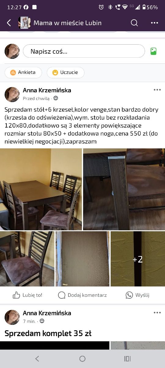 Stół+ 6 krzeseł venge