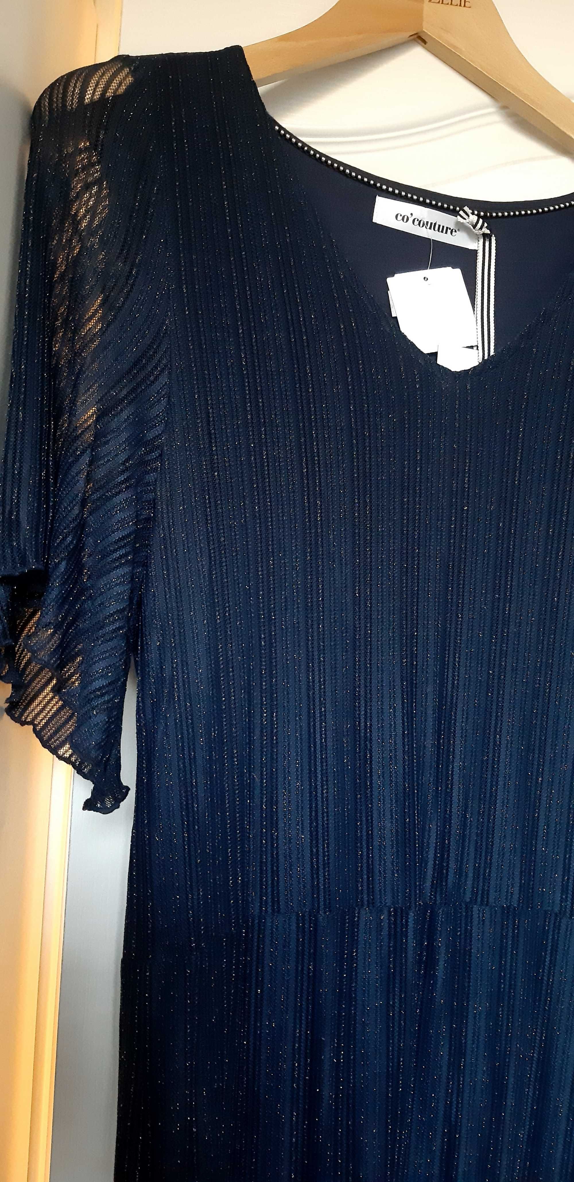 Nowa z metką granatowa sukienka co'couture lata 20 30 XS