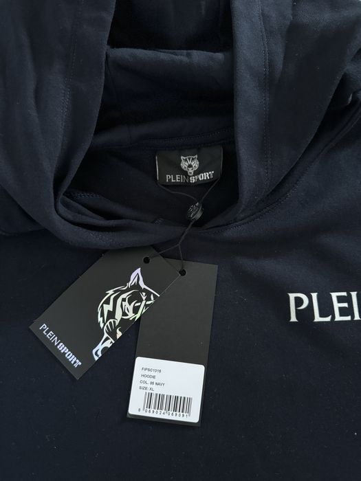 Granatowa męska bluza z kapturem i charakternym logo r. XL Plein Sport