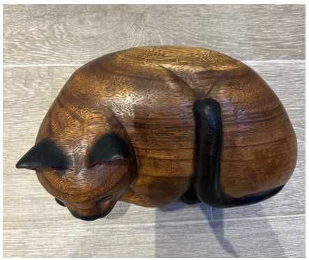 Gato Vintage escultura em madeira